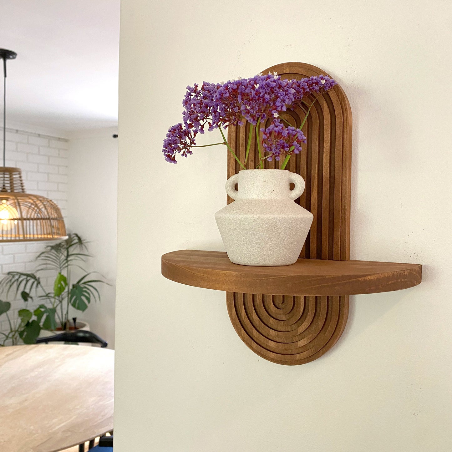 Arched Fluted Wooden Wall Shelf: Handcrafted Vintage-Inspired Decor for Elegant Homes & Perfect Housewarming Gift