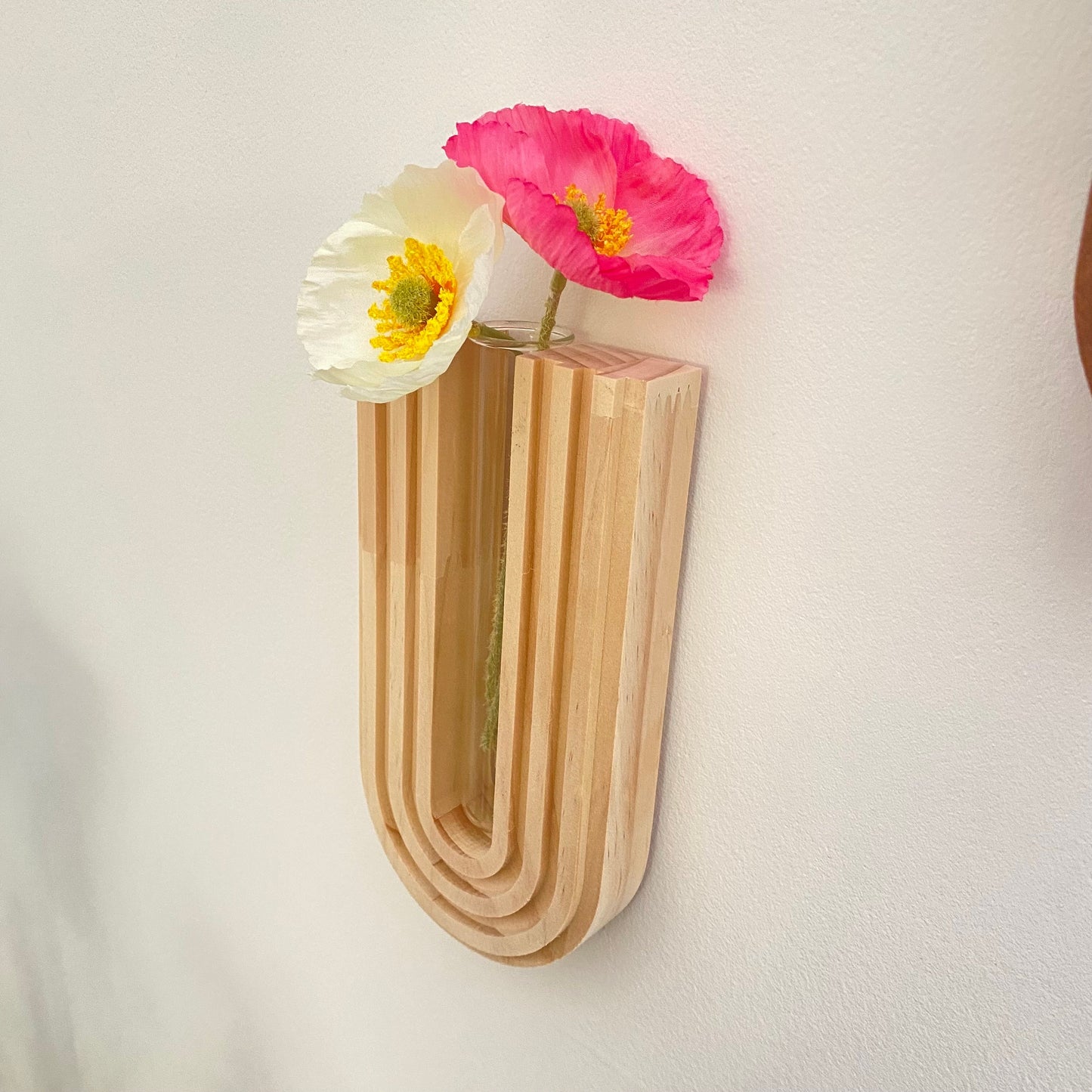 Handcrafted Wooden Wall Vase - Hanging Planter with Glass Tube - Indoor Wall Garden Decor - Perfect Gift for Plant Lovers
