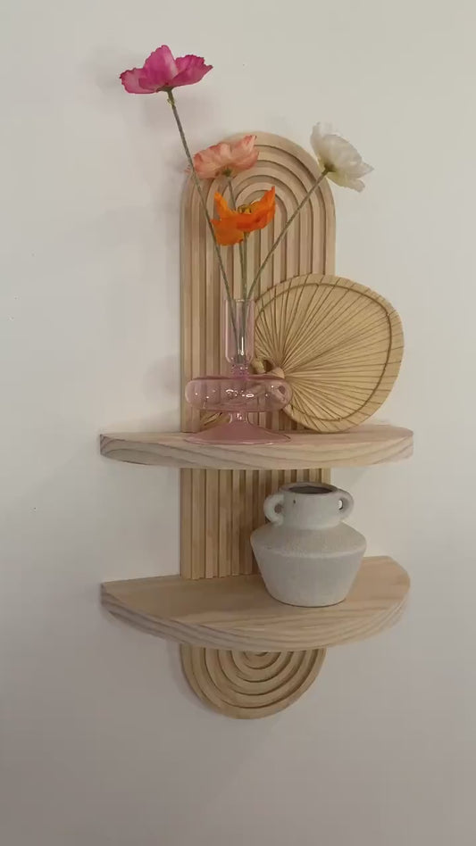 Timeless Elegance: Arched Wood Wall Shelf in Mid-Century Modern Style - Explore Single and Double Options