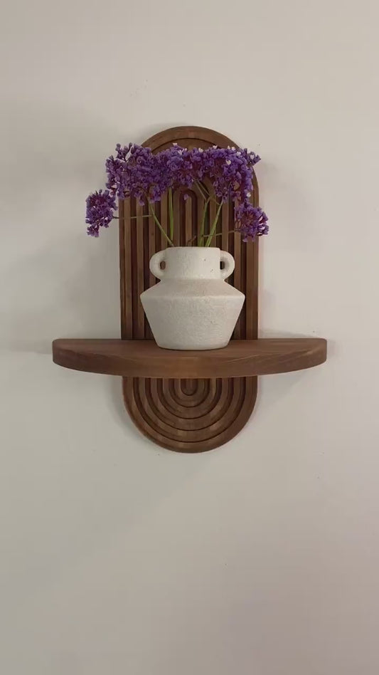 Arched Fluted Wooden Wall Shelf: Handcrafted Vintage-Inspired Decor for Elegant Homes & Perfect Housewarming Gift