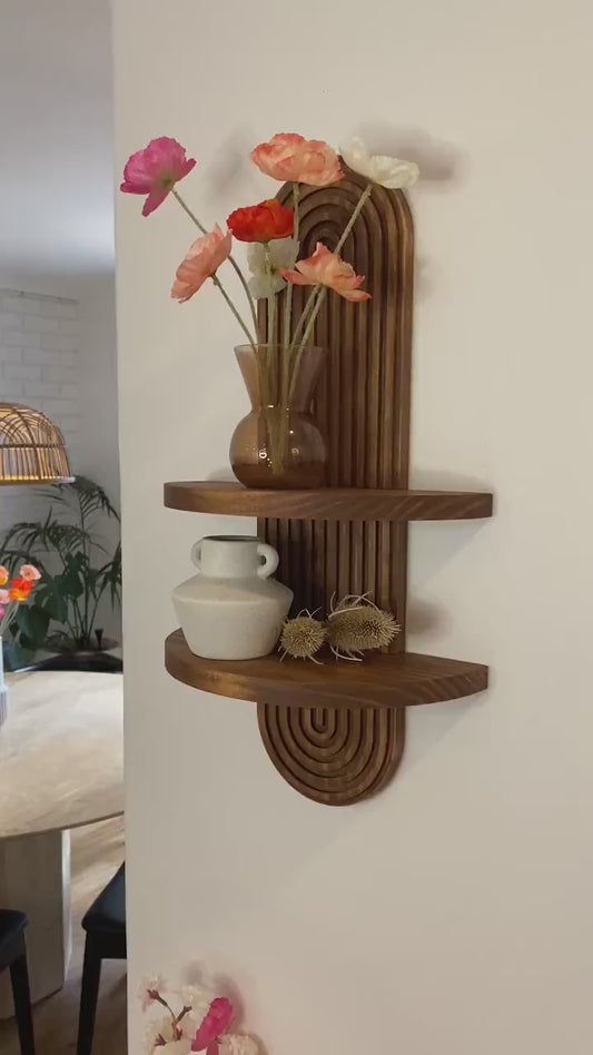 Modern Wood Wall Shelf - Mid-Century Floating Shelves for Stylish Decor - Single and Double Options