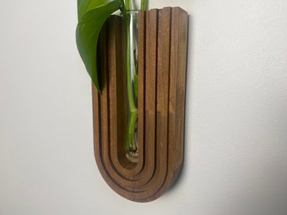 Handcrafted Wooden Wall Vase - Hanging Planter with Glass Tube - Indoor Wall Garden Decor - Perfect Gift for Plant Lovers