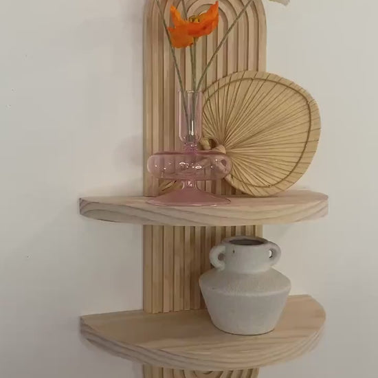 Timeless Elegance: Arched Wood Wall Shelf in Mid-Century Modern Style - Explore Single and Double Options