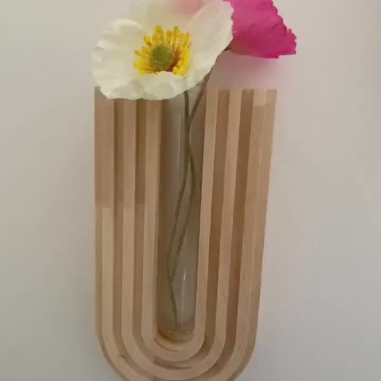 Handcrafted Wooden Wall Vase - Hanging Planter with Glass Tube - Indoor Wall Garden Decor - Perfect Gift for Plant Lovers