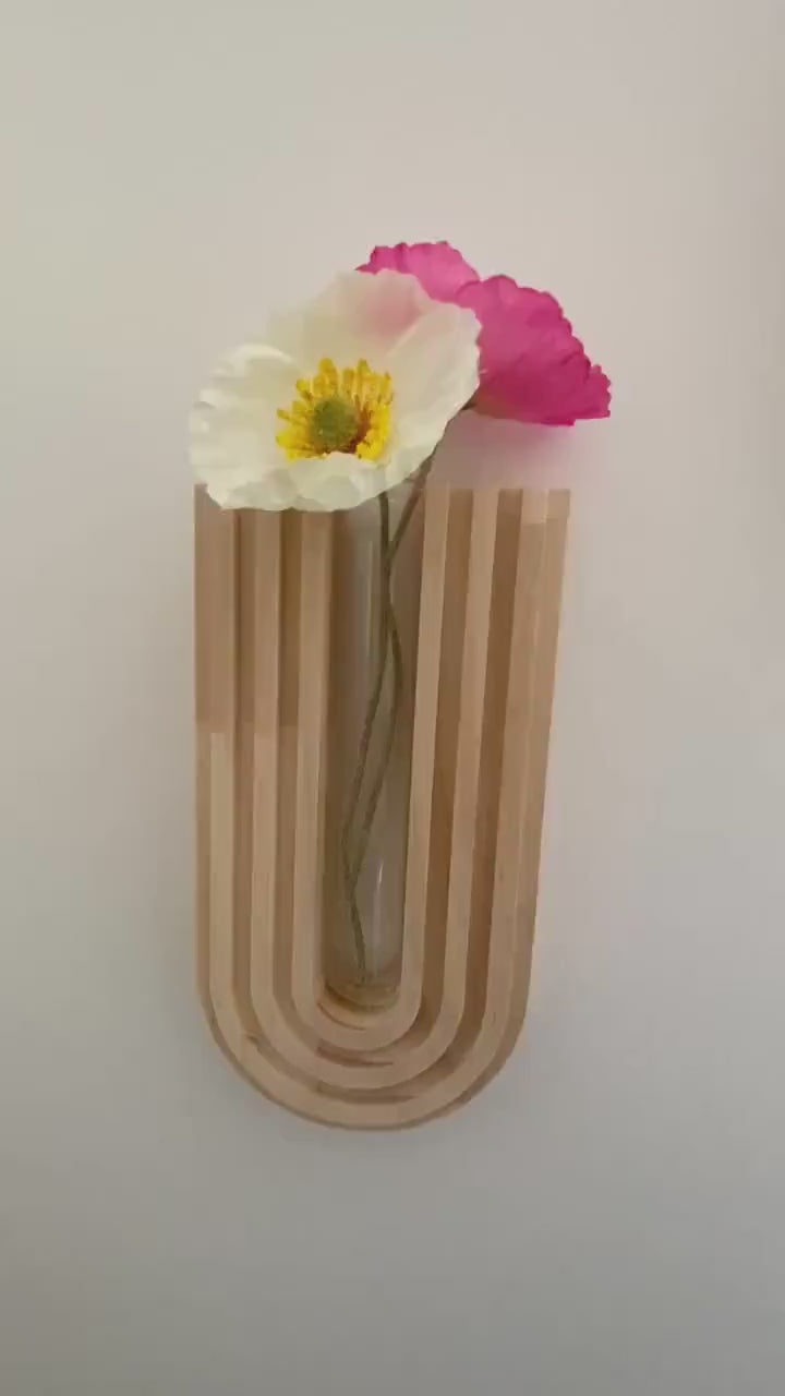 Wooden Wall Propagation Station - Hanging Plant Holder with Glass Test Tube - Indoor Wall Planter Decor - Handcrafted Gift Nature Lovers
